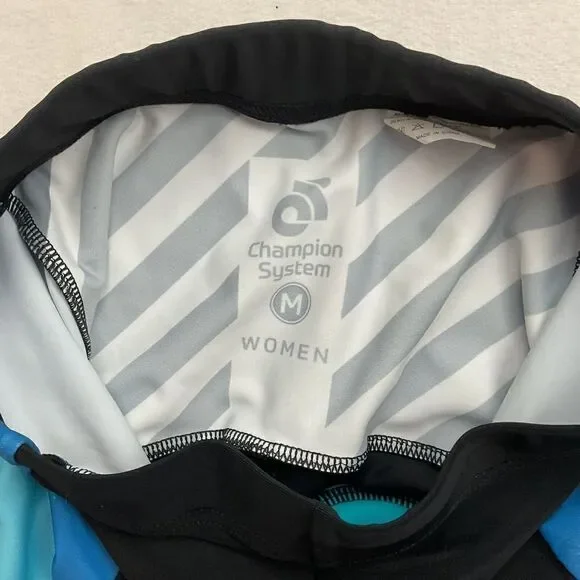 Champion System Padded Cycling Shorts Women's Medium Blue Black Bicycle Shorts - Picture 5 of 9